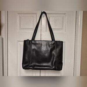 Levenger Black and Brown Leather Trim Bag